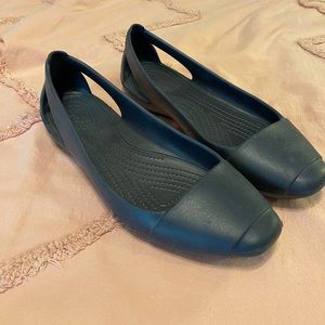 Navy croc flats